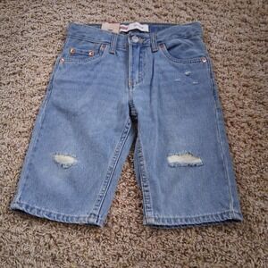 Levis 511 Slim Jean‎ Shorts Youth Boys Size 8 Distressed Adjustable Light Wash